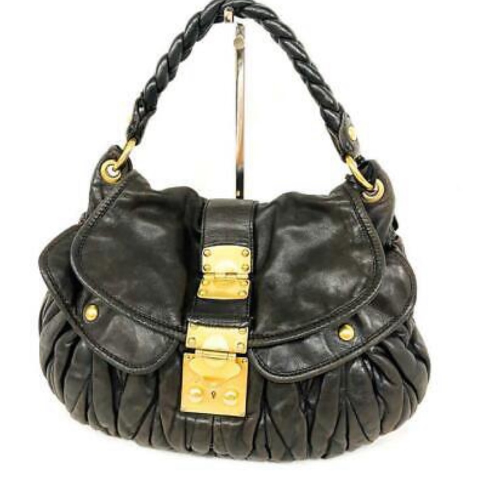 COPY - Miu Miu Black Coffer Matelasse Leather Handbag